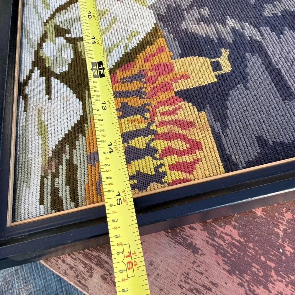 Vintage framed Ten Commandements needlepoint
